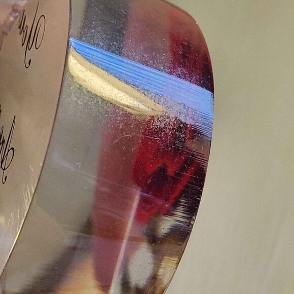 Vintage Bircraft Valentine Acrylic Heart Paperweight with Embedded Roses 4 inch - Picture 7 of 7